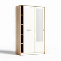 Wooden storage cabinet with sliding door and open shelves 180 x 80 x 40cm
