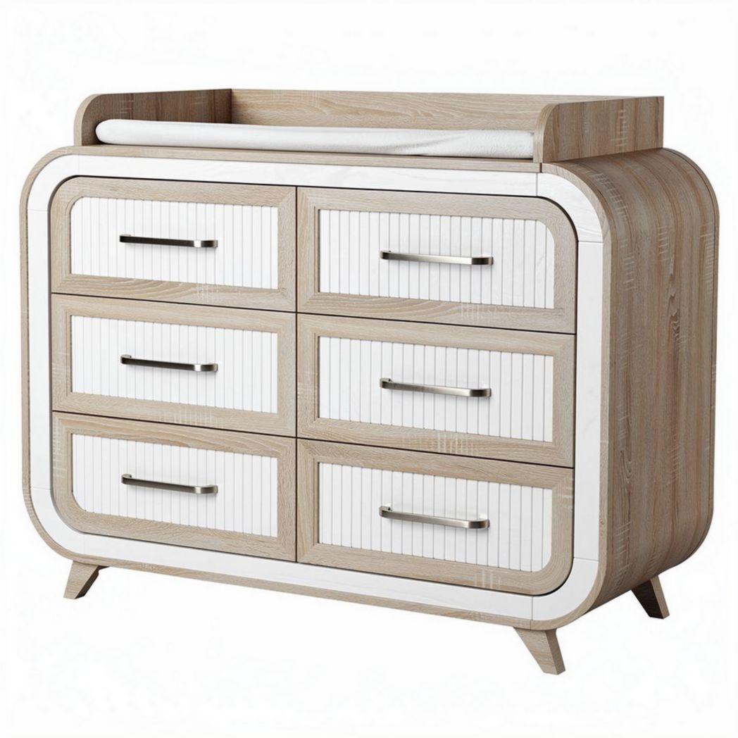 Wooden dresser with six drawers and changing table feature 90 x 40 x 80cm