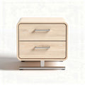 Wooden nightstand with two drawers and metal base in natural finish 40 x 40 x 45cm