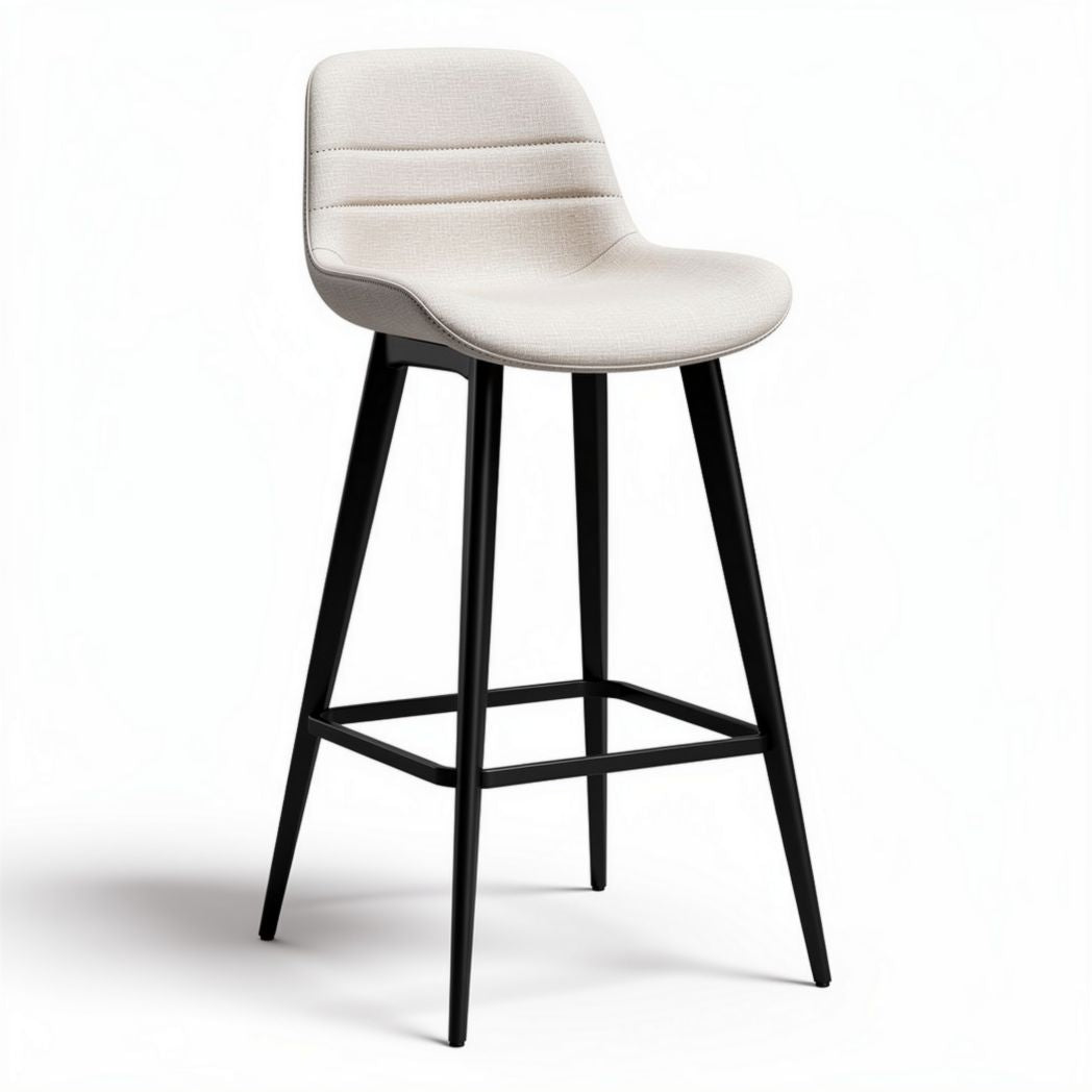 Fabric bar stool in beige color with metal legs 45 x 45 x 100cm