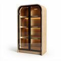 Wooden display cabinet with glass doors and adjustable shelves 150 x 70 x 200cm