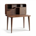 Wooden desk with storage compartments and sliding door 120 x 60 x 100cm