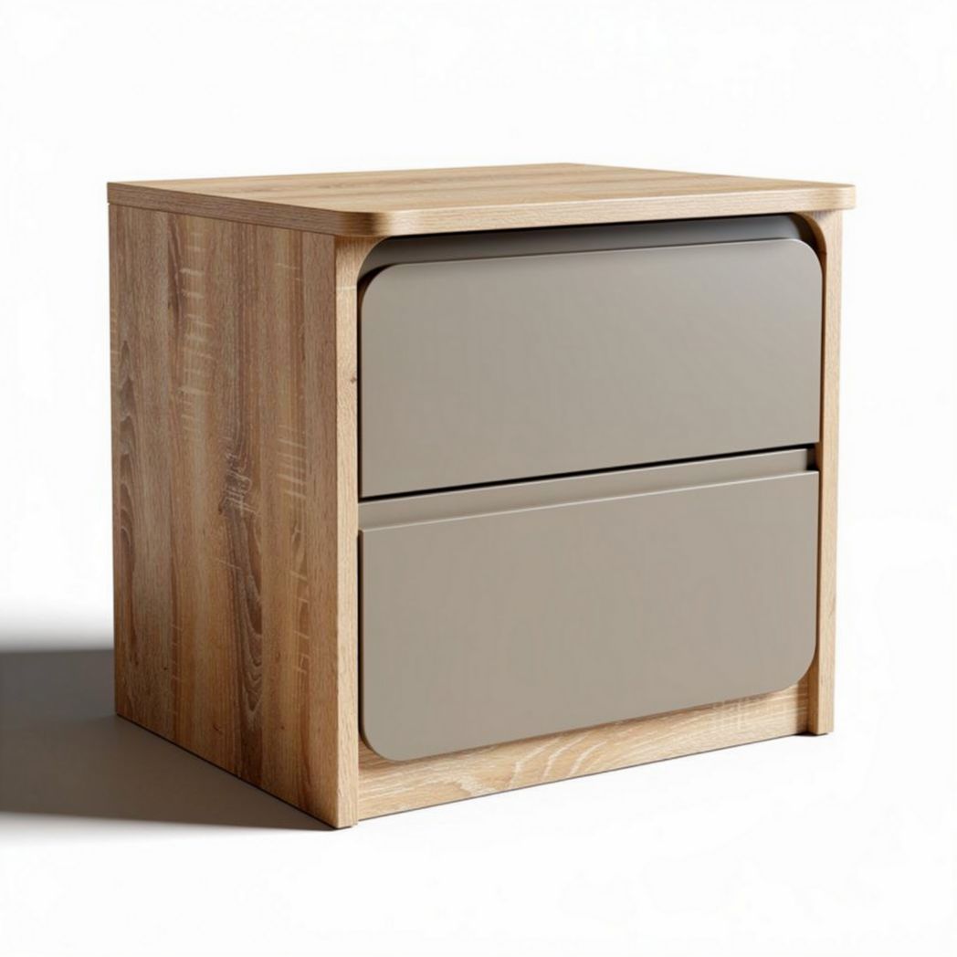 Modern wooden nightstand with two drawers and smooth finish 60 x 60 x 50cm