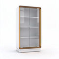Glass display cabinet with wooden trim for home or office use 80 x 40 x 180cm