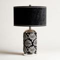 Ceramic table lamp with gray fabric shade 30 x 30 x 55cm for home decor