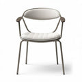 Metal frame dining chair with fabric seat cushion in neutral color 45 x 45 x 80cm