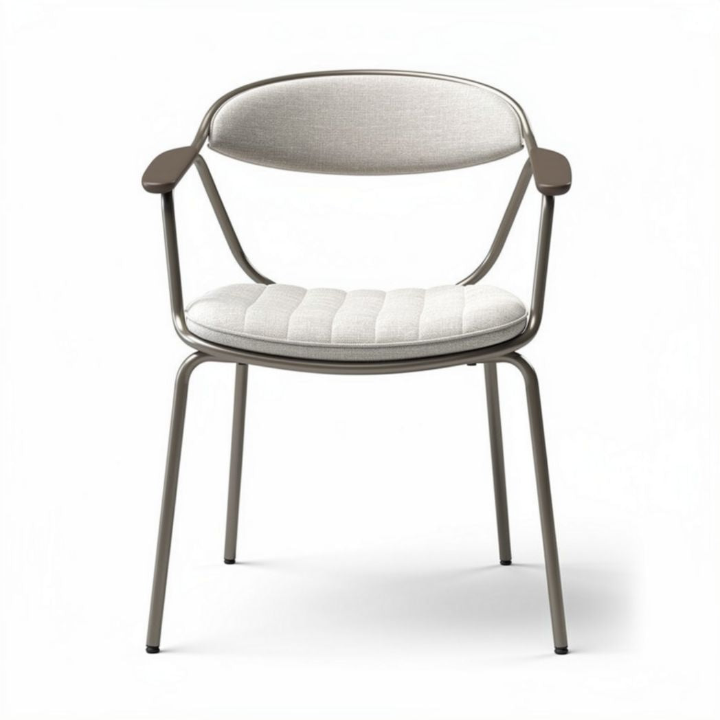 Metal frame dining chair with fabric seat cushion in neutral color 45 x 45 x 80cm