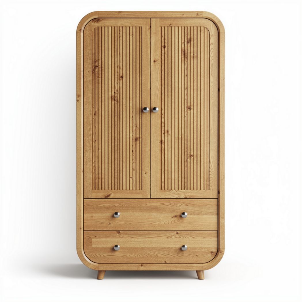 Wooden wardrobe with two doors and two drawers, 60 x 40 x 150cm