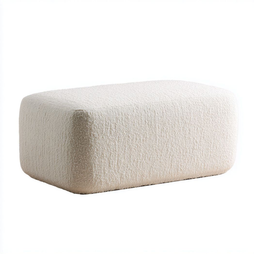 Textured fabric ottoman in light gray color 70 x 40 x 40cm for versatile seating