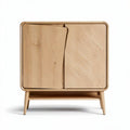 Wooden storage cabinet with sliding door 80 x 40 x 80cm in natural finish